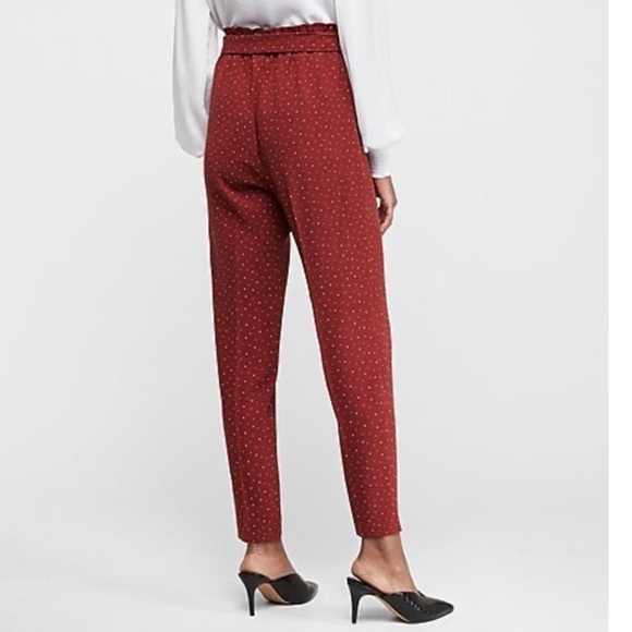 EXPRESS High Waisted Polka Dot Ruffle Sash Tie Ankle Pant womens size S - Picture 6 of 11